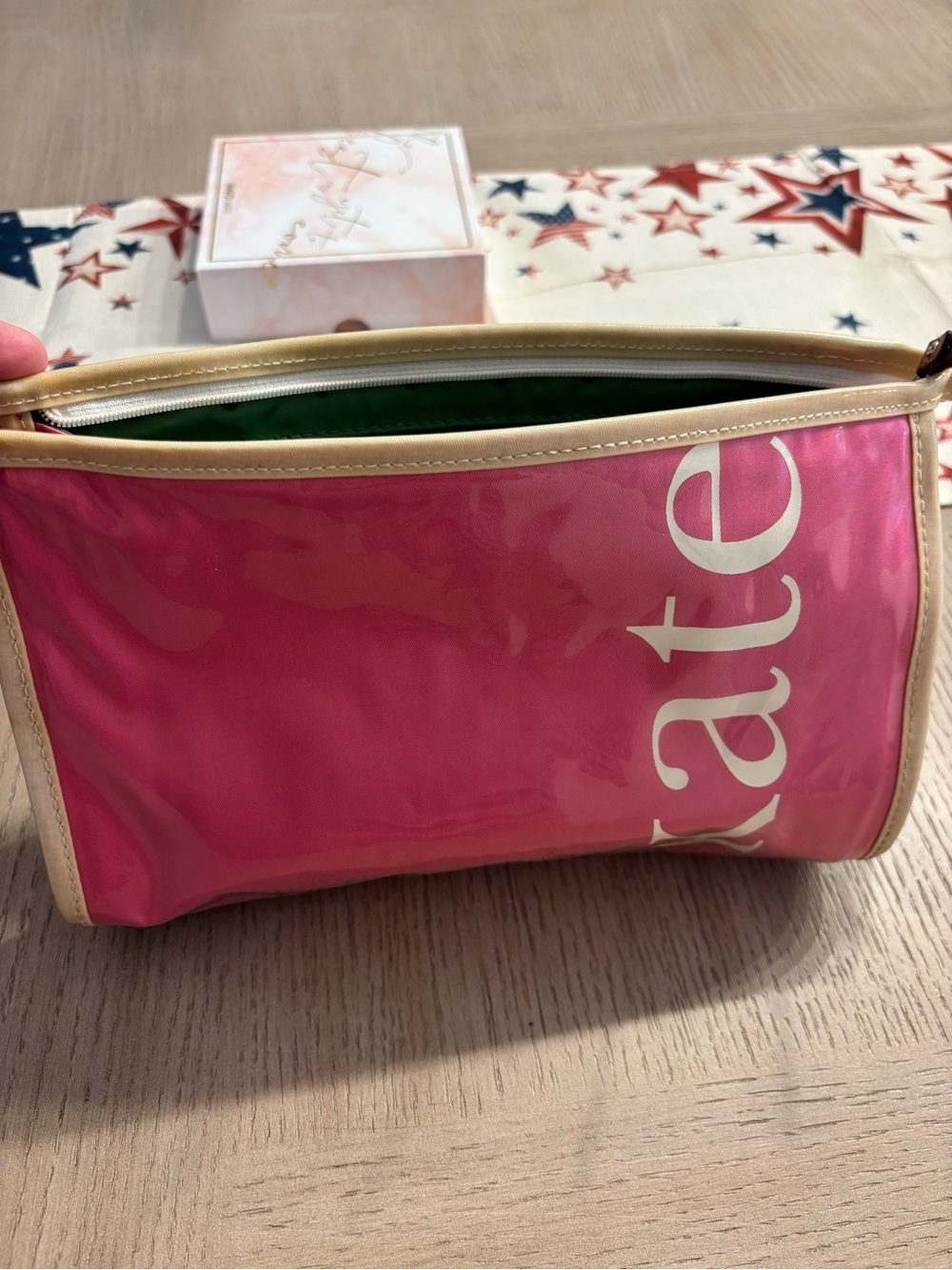 kate spade Hot Pink Cosmetic Pouch with Cream Trim